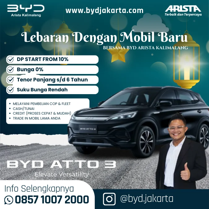 Promo BYD Atto 3 Arista Kalimalang: Lebaran Dengan Mobil Baru, DP 10% dan Bunga 0%