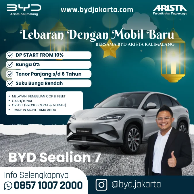 Promo BYD Sealion 7 Arista Kalimalang: Lebaran Dengan Mobil Baru, DP 10% dan Bunga 0%